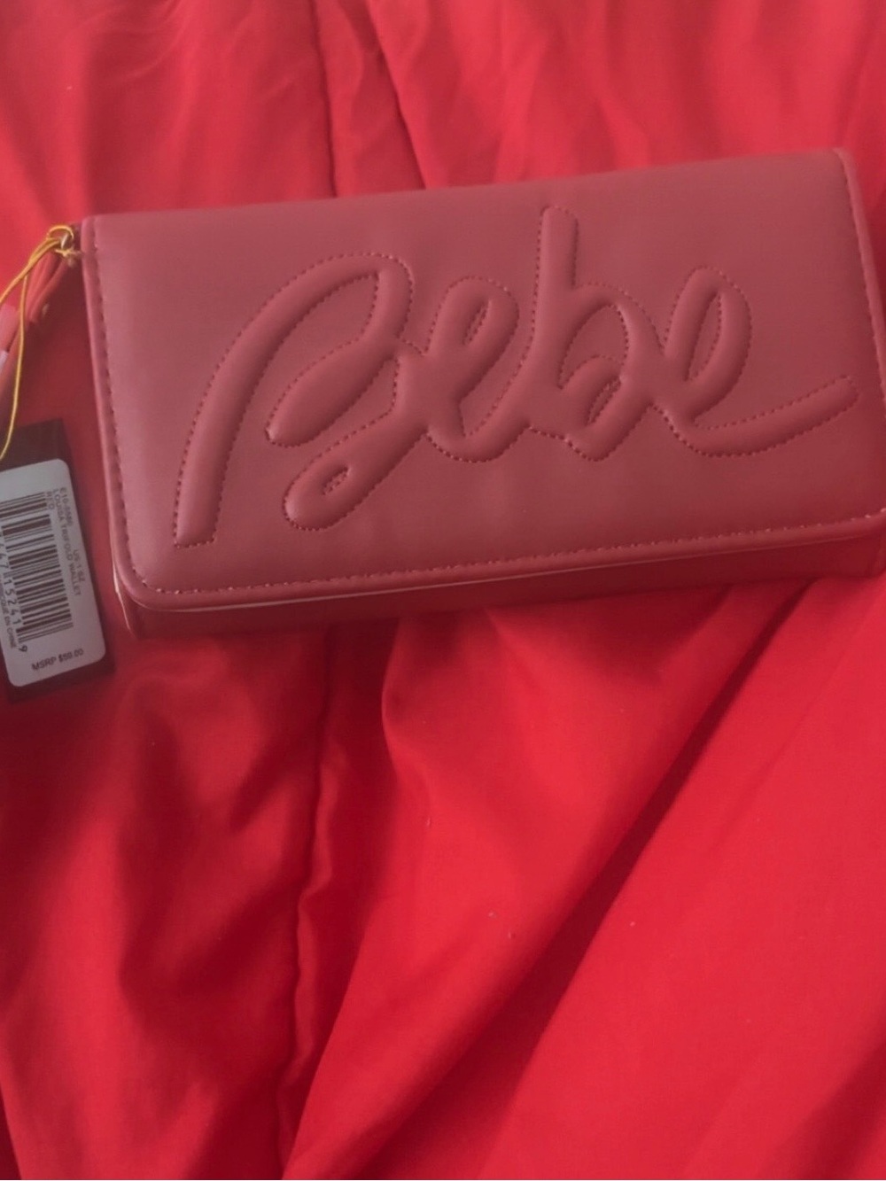 bebe Logo Wallet in Rose Red